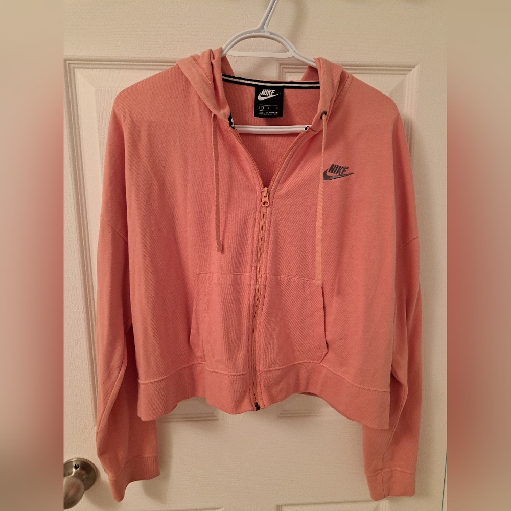 Nike Women's Pink Cropped Zipper Hoodie